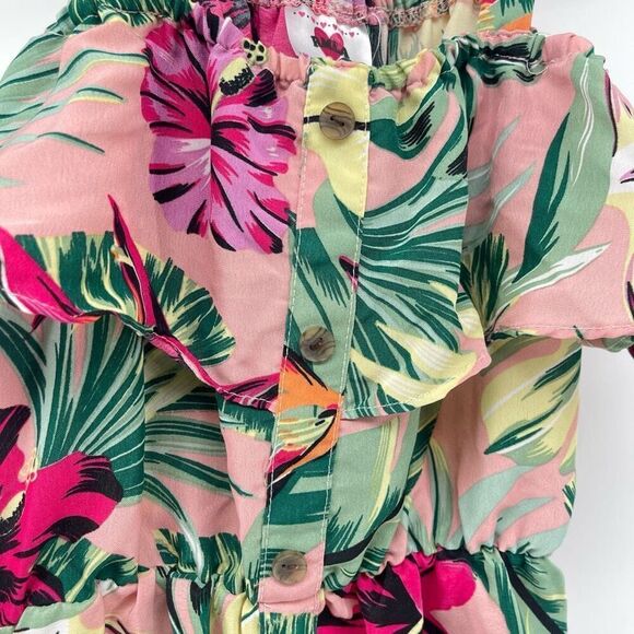 RMLA Girls Pink Tropical Floral Off Shoulder With Straps Maxi Dress Size 10 - Picture 4 of 13